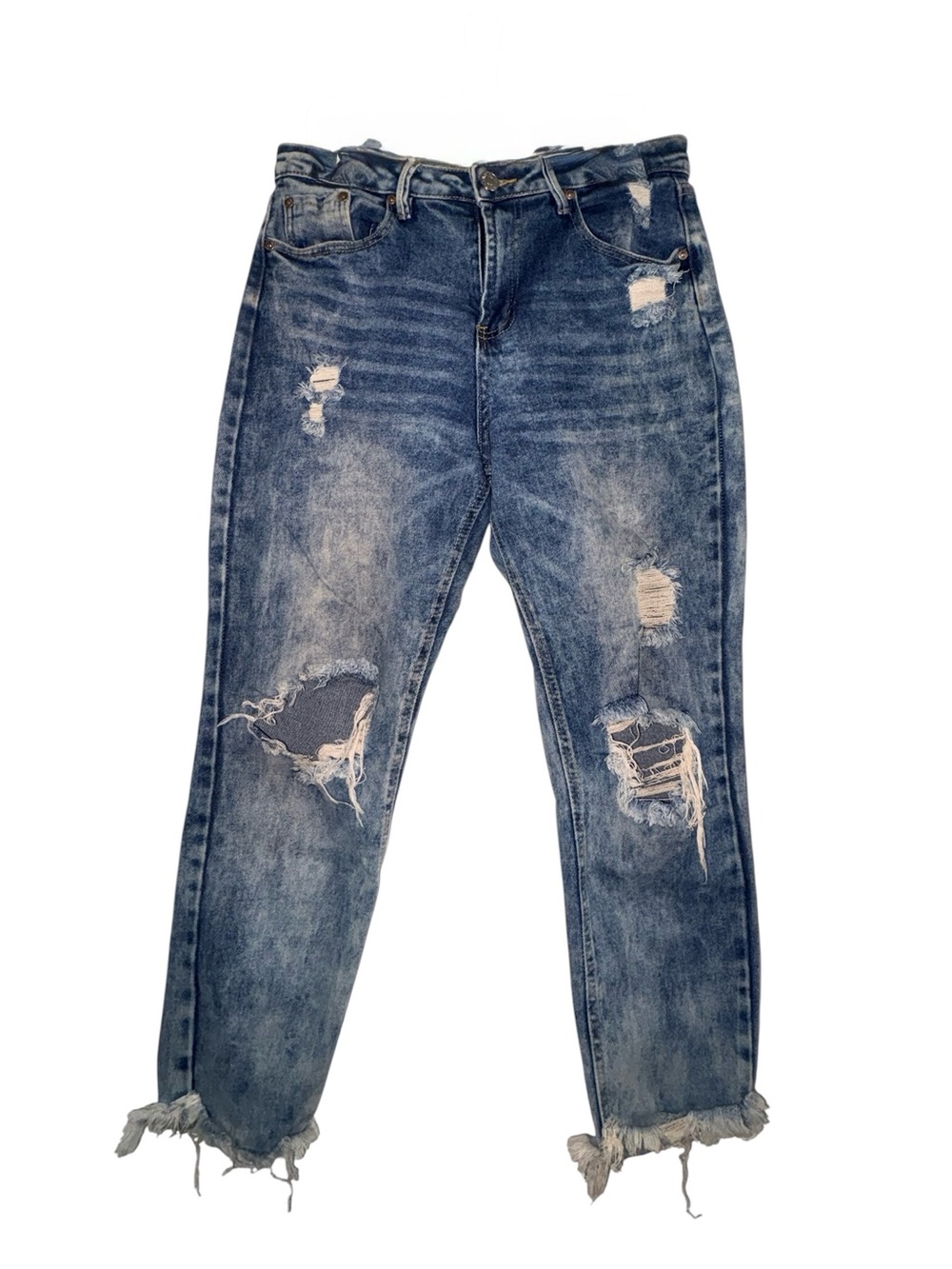 Almost Famous High-Rise Distressed Jeans - Blue Wash